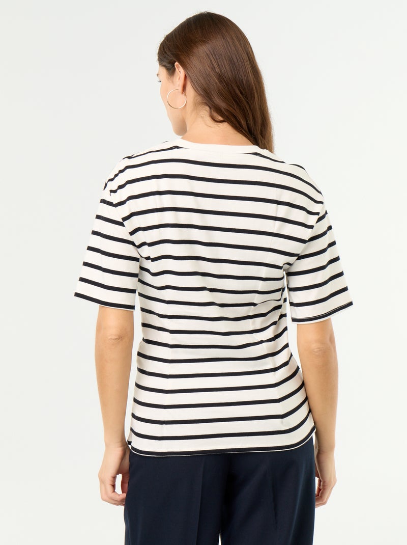 T-shirt met korte mouwen en goudkleurige schelp Wit - Kiabi