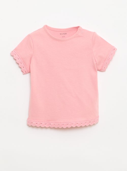 T-shirt met korte mouwen en haakwerkdetails - Kiabi