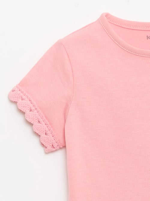 T-shirt met korte mouwen en haakwerkdetails - Kiabi
