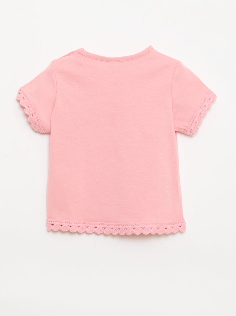 T-shirt met korte mouwen en haakwerkdetails Rose - Kiabi