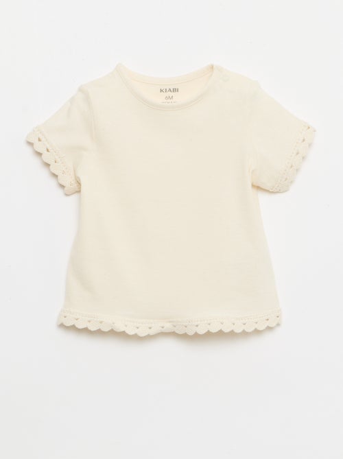 T-shirt met korte mouwen en haakwerkdetails - Kiabi