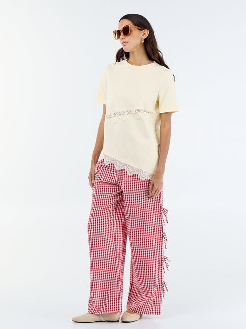 T-shirt met korte mouwen en kant - Kiabi