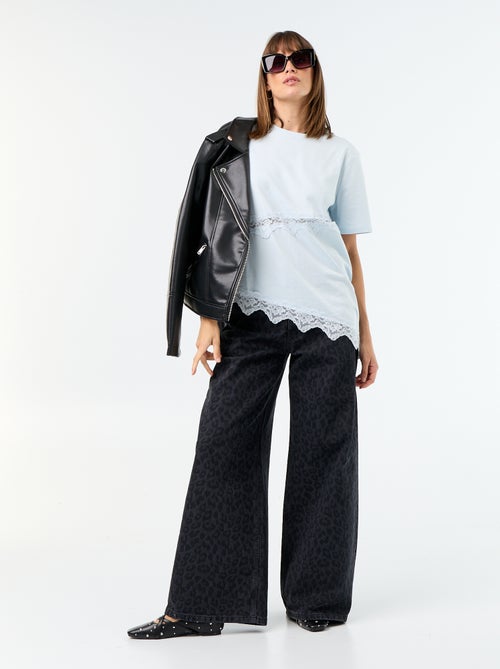 T-shirt met korte mouwen en kant - Kiabi