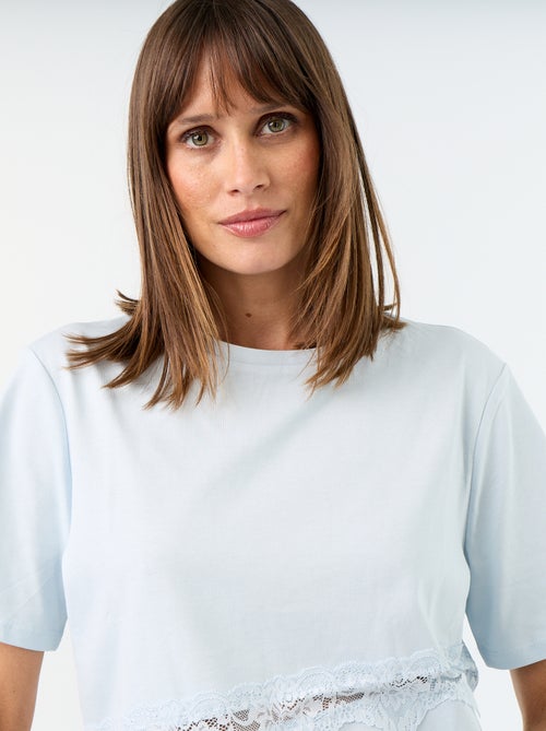 T-shirt met korte mouwen en kant - Kiabi