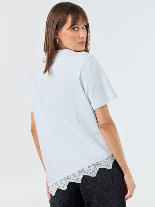 T-shirt met korte mouwen en kant - Kiabi