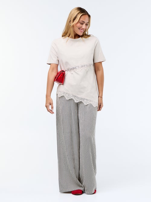 T-shirt met korte mouwen en kant - Kiabi