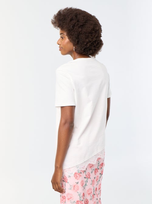 T-shirt met korte mouwen en kant - Kiabi