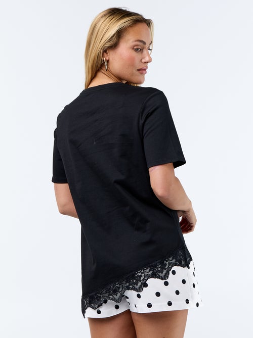 T-shirt met korte mouwen en kant - Kiabi