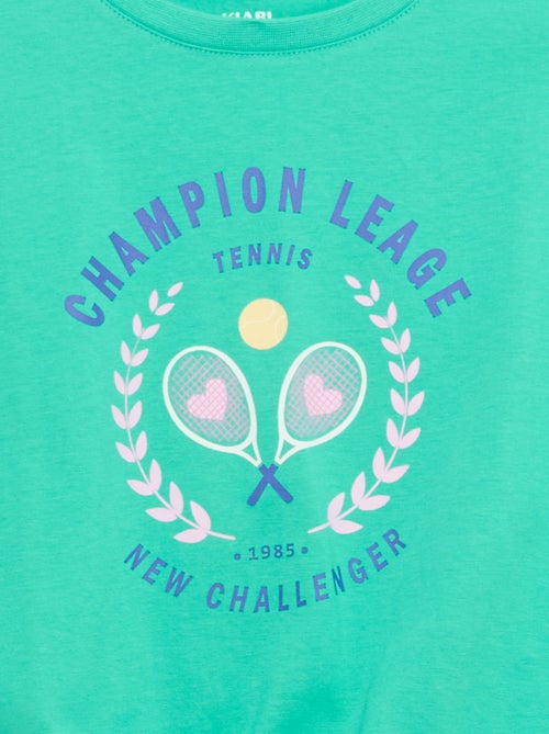 T-shirt met korte mouwen en knoopdetail aan de onderkant - Kiabi