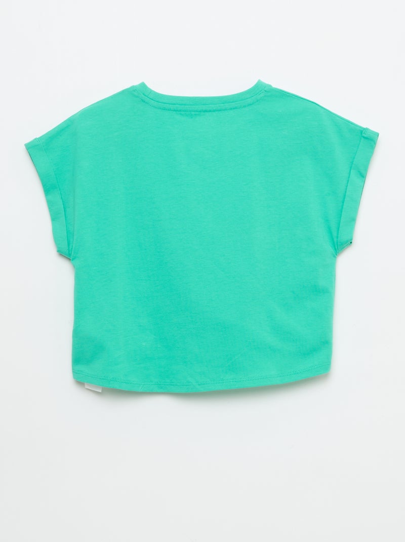 T-shirt met korte mouwen en knoopdetail aan de onderkant Groen - Kiabi