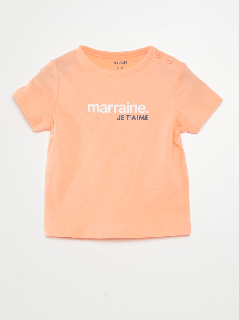 T-shirt met korte mouwen en letters ORANJE - Kiabi