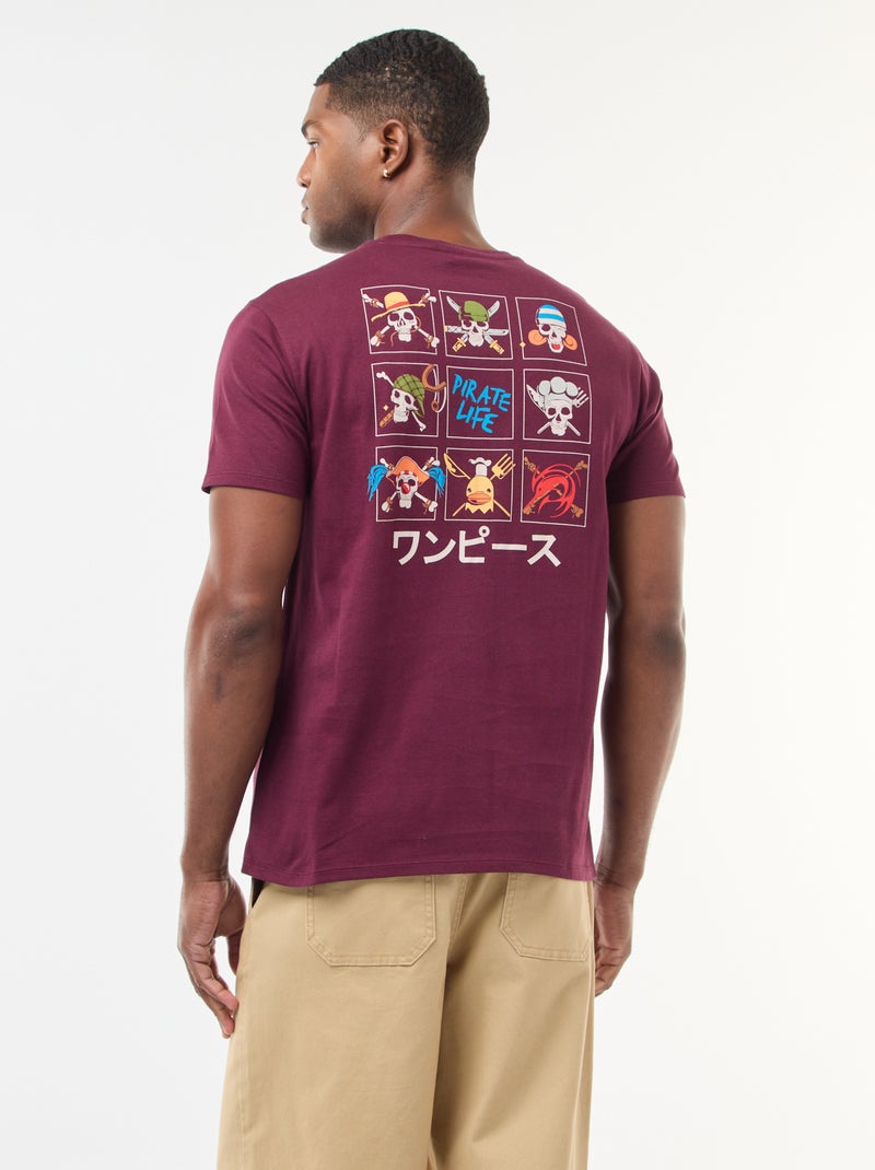 T-shirt met korte mouwen en 'One Piece'-print Rood - Kiabi