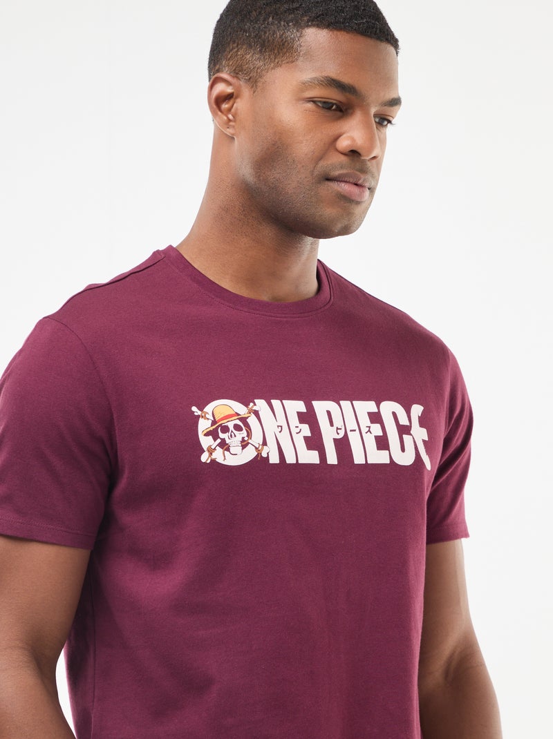 T-shirt met korte mouwen en 'One Piece'-print Rood - Kiabi