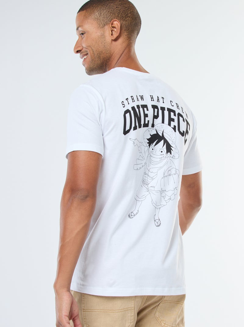 T-shirt met korte mouwen en 'One Piece'-print wit - Kiabi