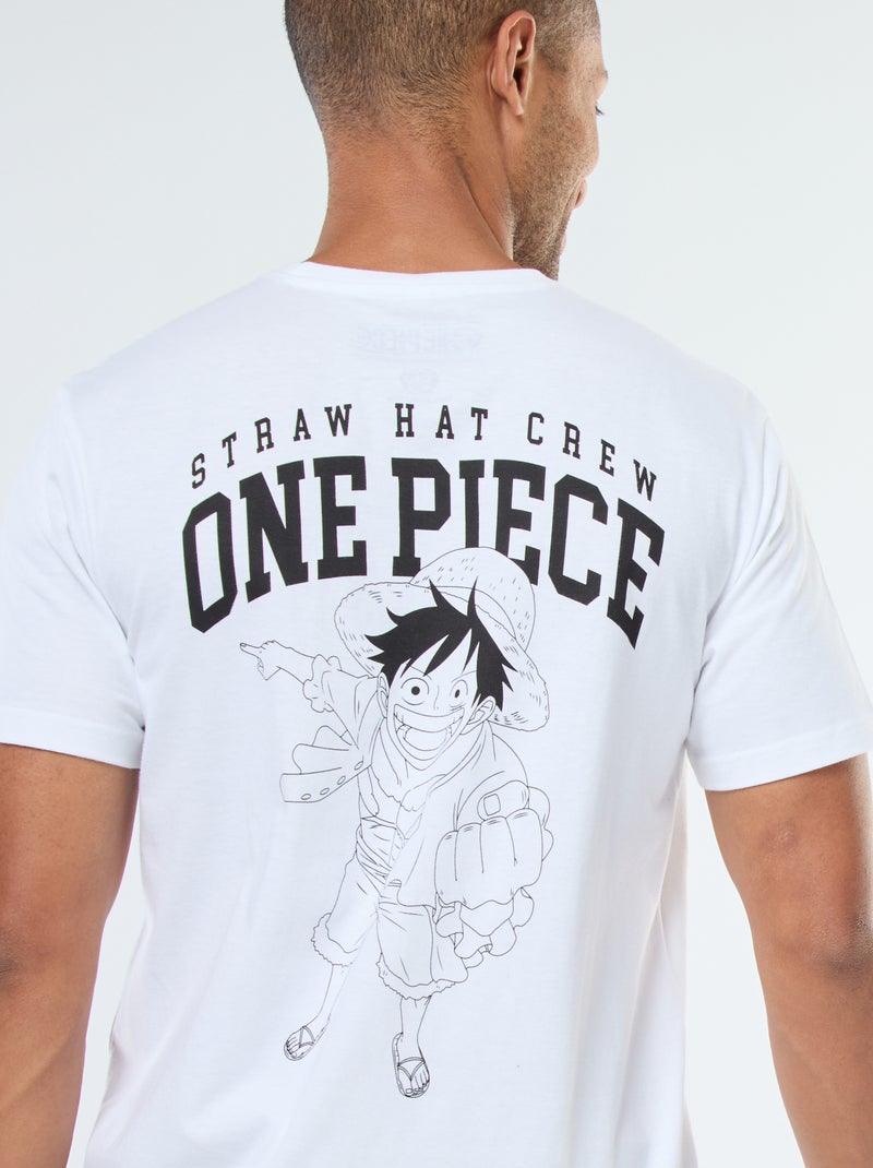 T-shirt met korte mouwen en 'One Piece'-print wit - Kiabi