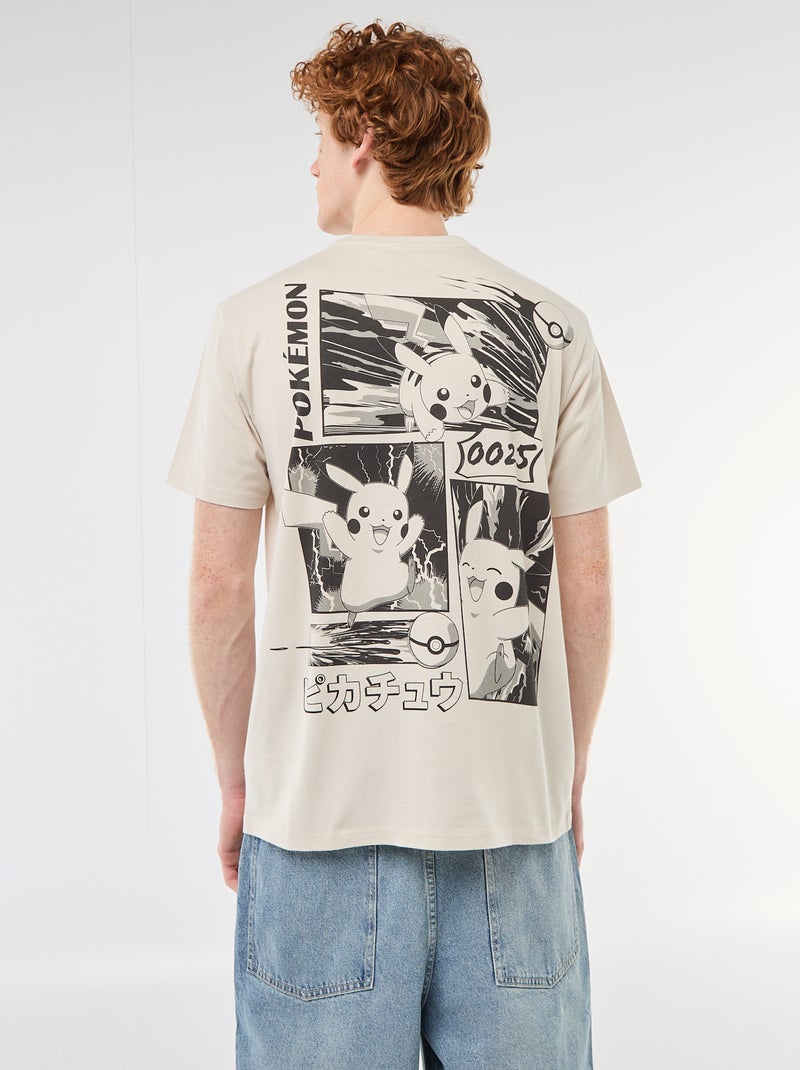 T-shirt met korte mouwen en 'Pokemon' print, effen Grijs - Kiabi