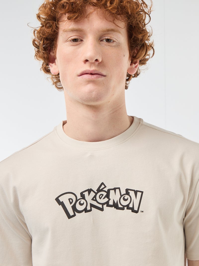 T-shirt met korte mouwen en 'Pokemon' print, effen Grijs - Kiabi