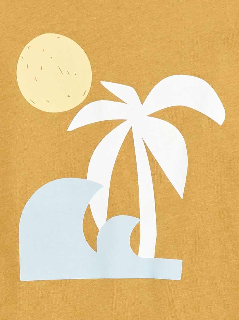 T-shirt met korte mouwen en print Biege - Kiabi