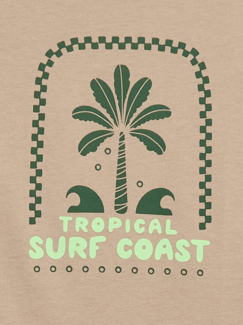 T-shirt met korte mouwen en print Biege - Kiabi