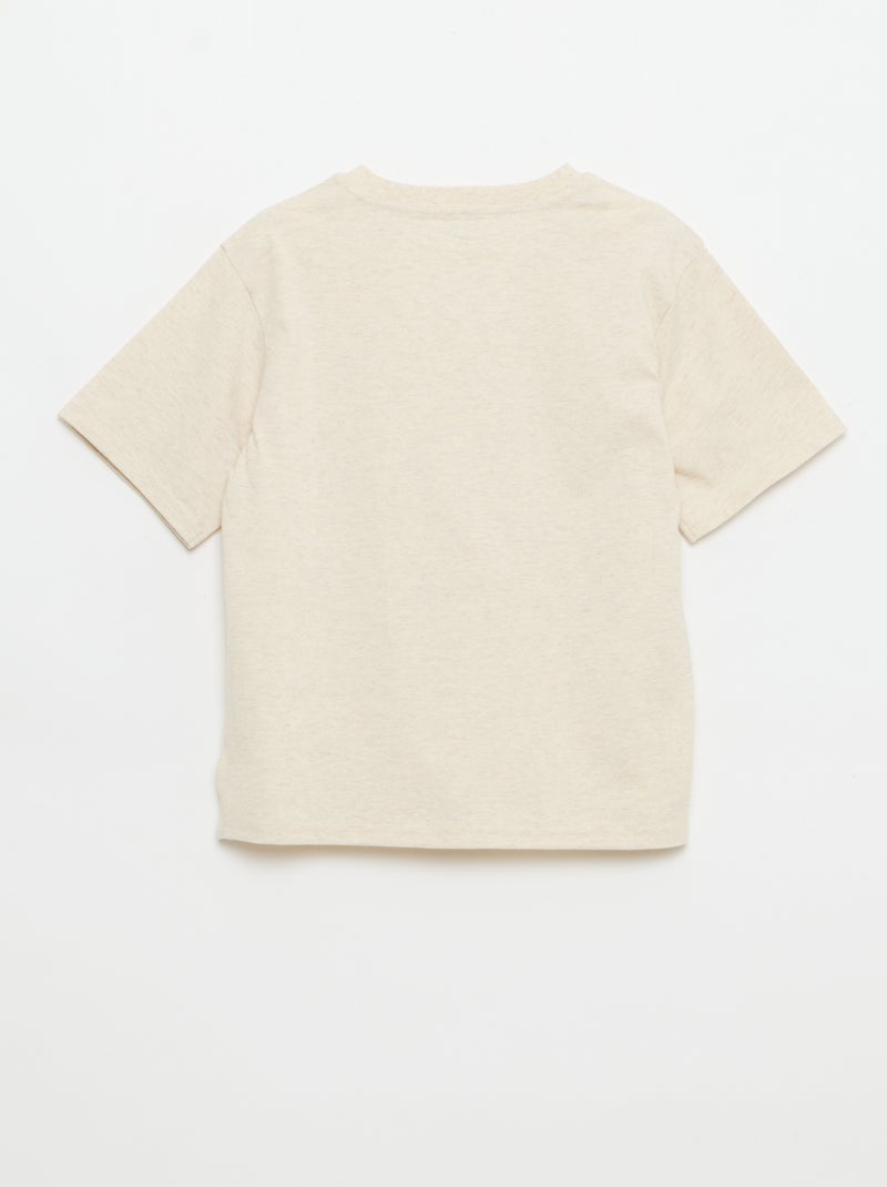 T-shirt met korte mouwen en print Biege - Kiabi