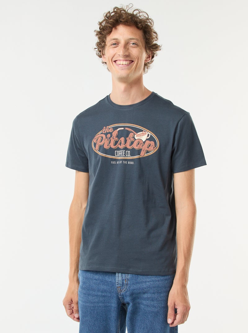 T-shirt met korte mouwen en print Blauw - Kiabi