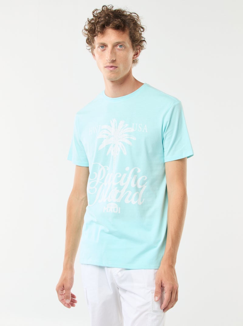 T-shirt met korte mouwen en print Blauw - Kiabi