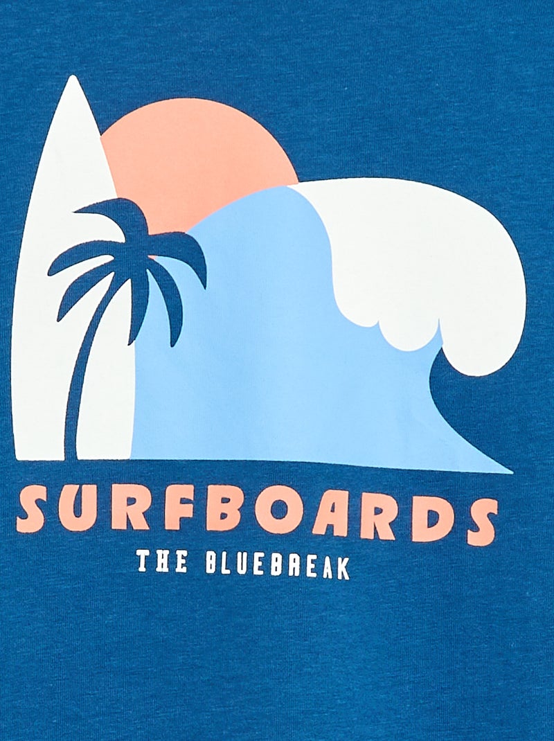 T-shirt met korte mouwen en print Blauw - Kiabi