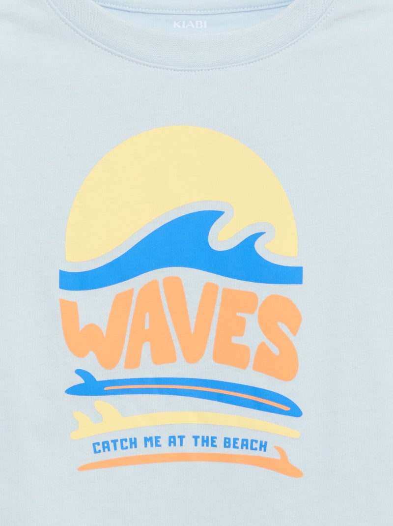 T-shirt met korte mouwen en print Blauw - Kiabi
