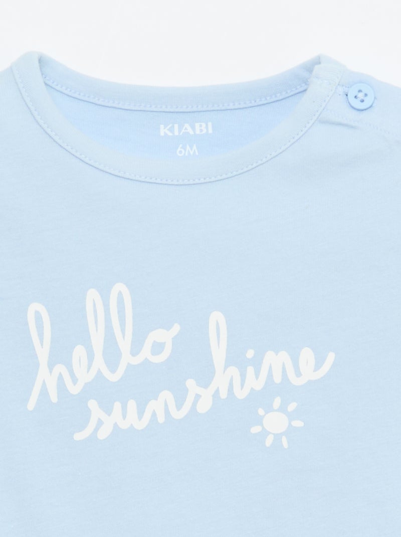 T-shirt met korte mouwen en print Blauw - Kiabi