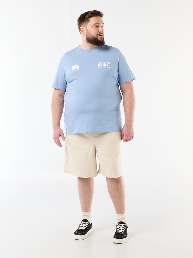 T-shirt met korte mouwen en print Blauw - Kiabi