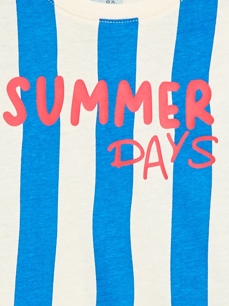 T-shirt met korte mouwen en print Blauw - Kiabi