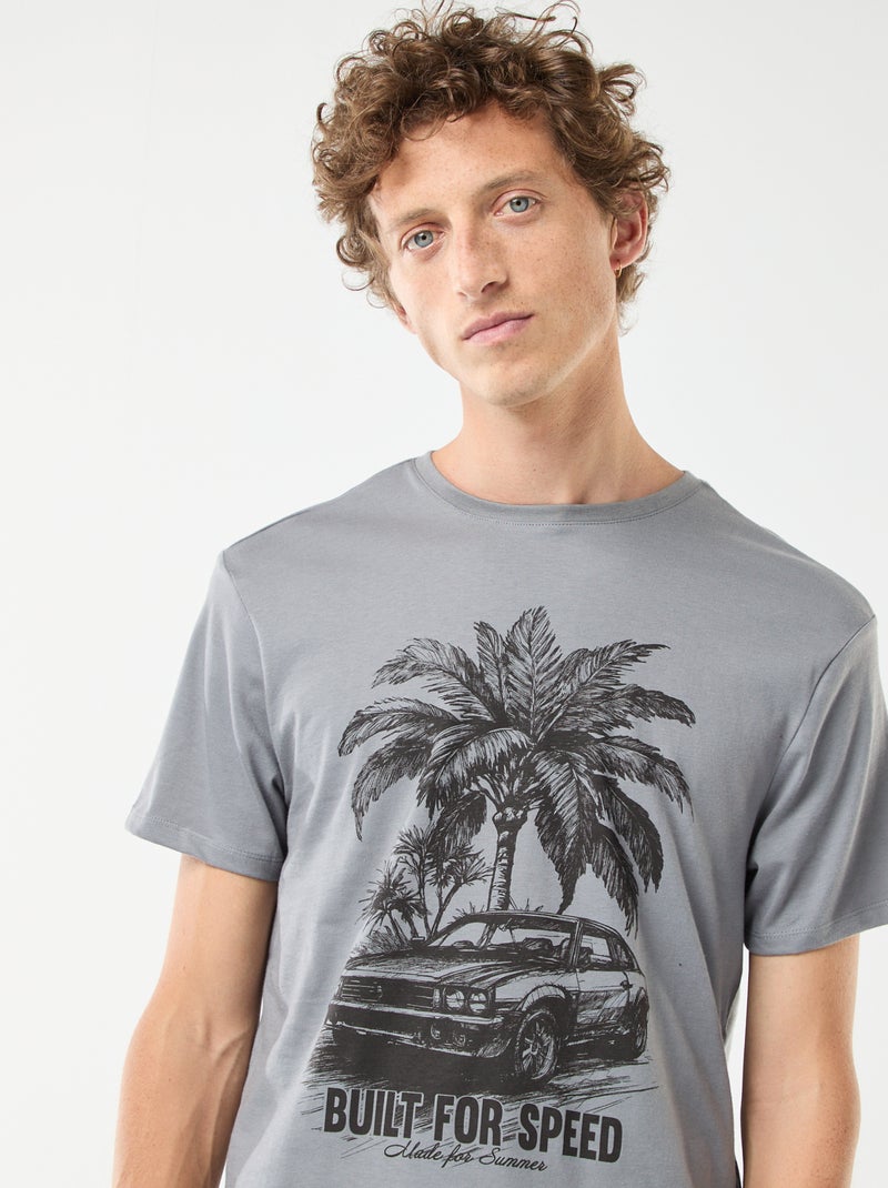 T-shirt met korte mouwen en print Grijs - Kiabi