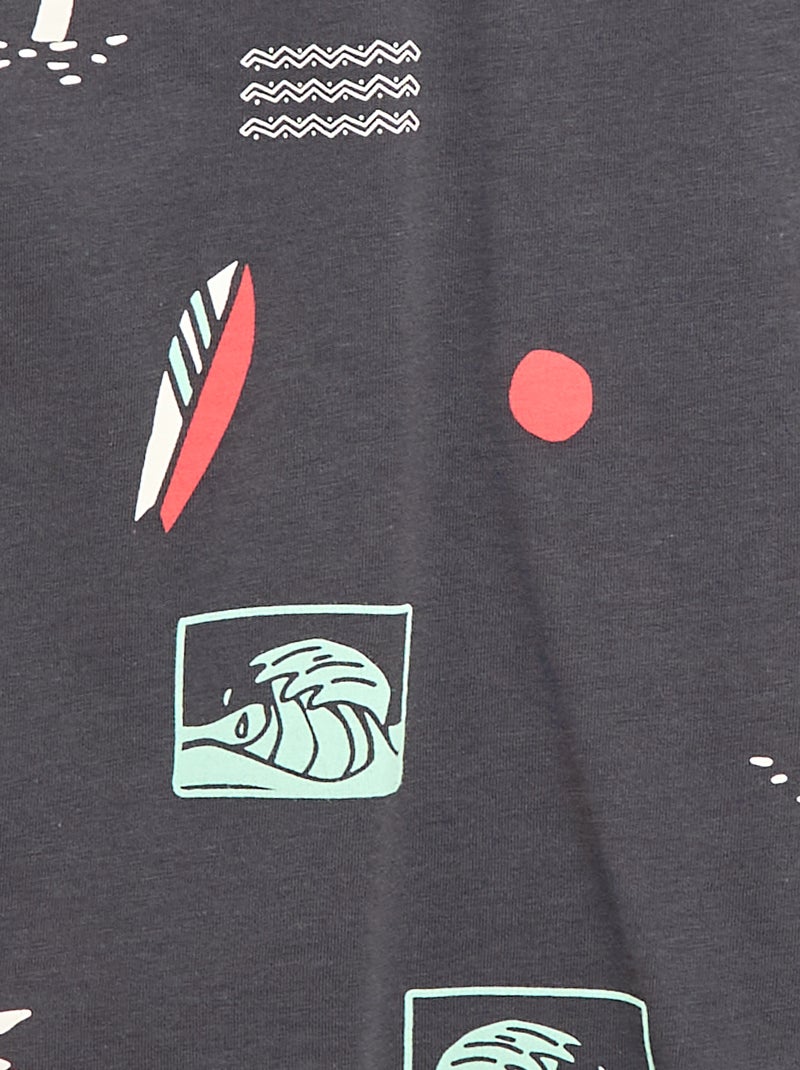 T-shirt met korte mouwen en print Grijs - Kiabi