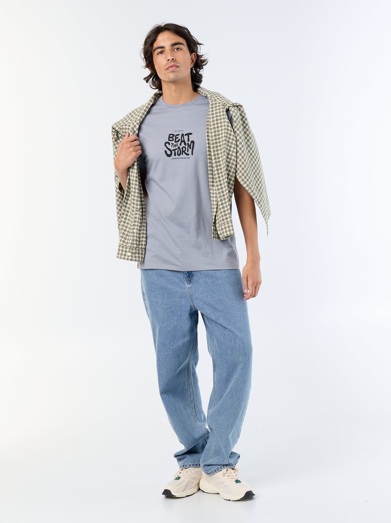 T-shirt met korte mouwen en print Grijs - Kiabi