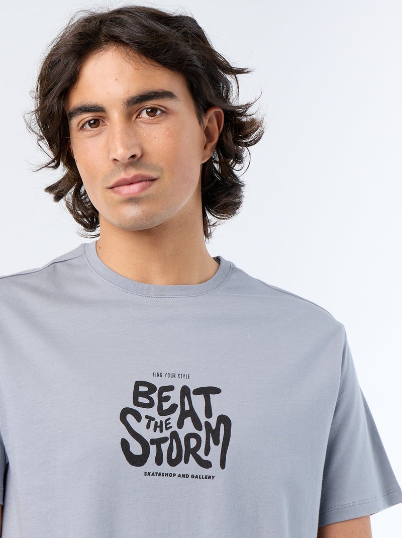 T-shirt met korte mouwen en print Grijs - Kiabi
