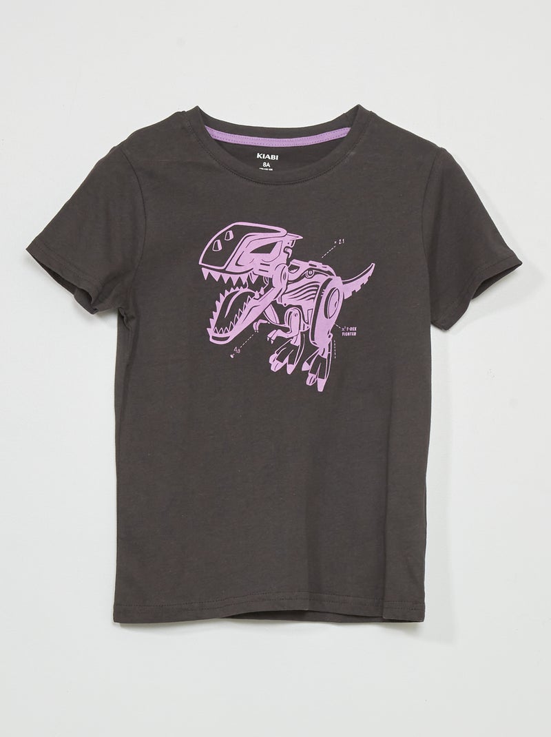 T-shirt met korte mouwen en print GRIJS - Kiabi