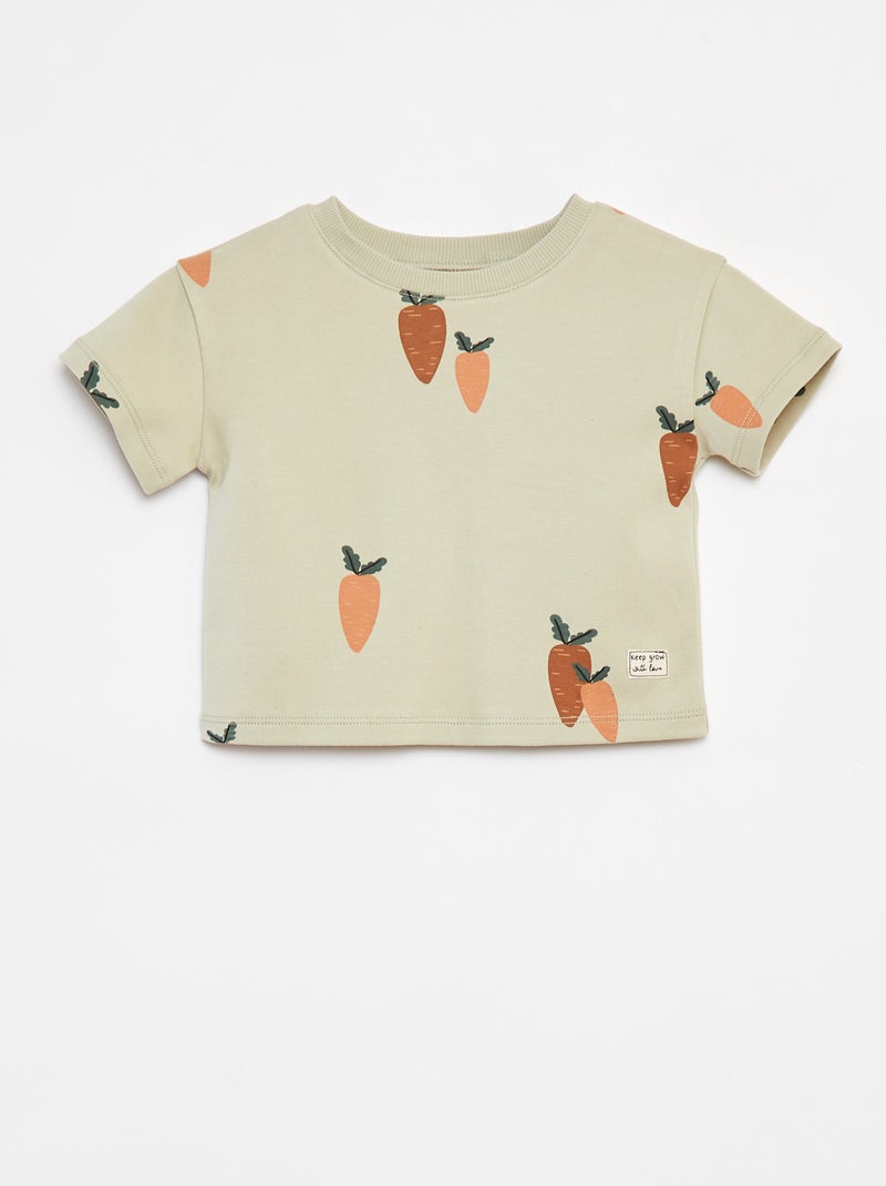 T-shirt met korte mouwen en print GROEN - Kiabi