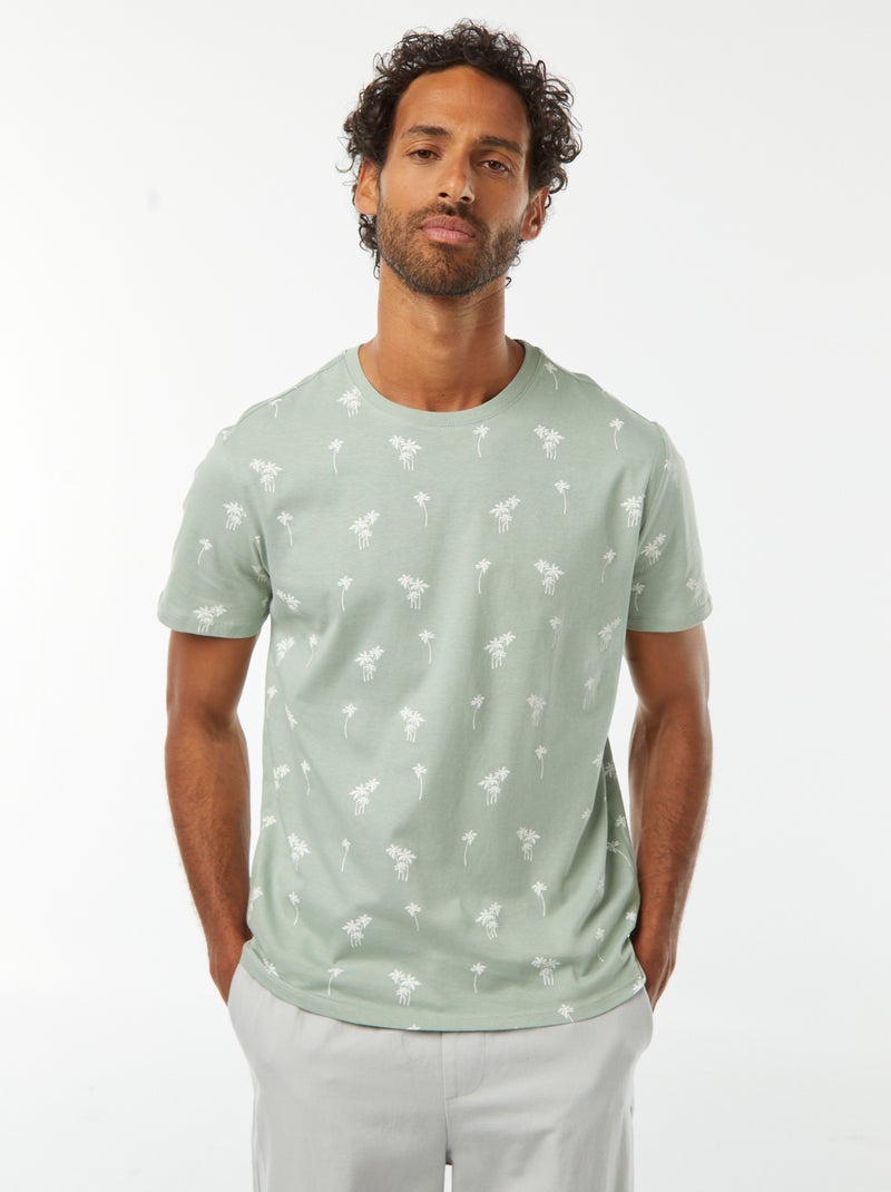 T-shirt met korte mouwen en print Groen - Kiabi