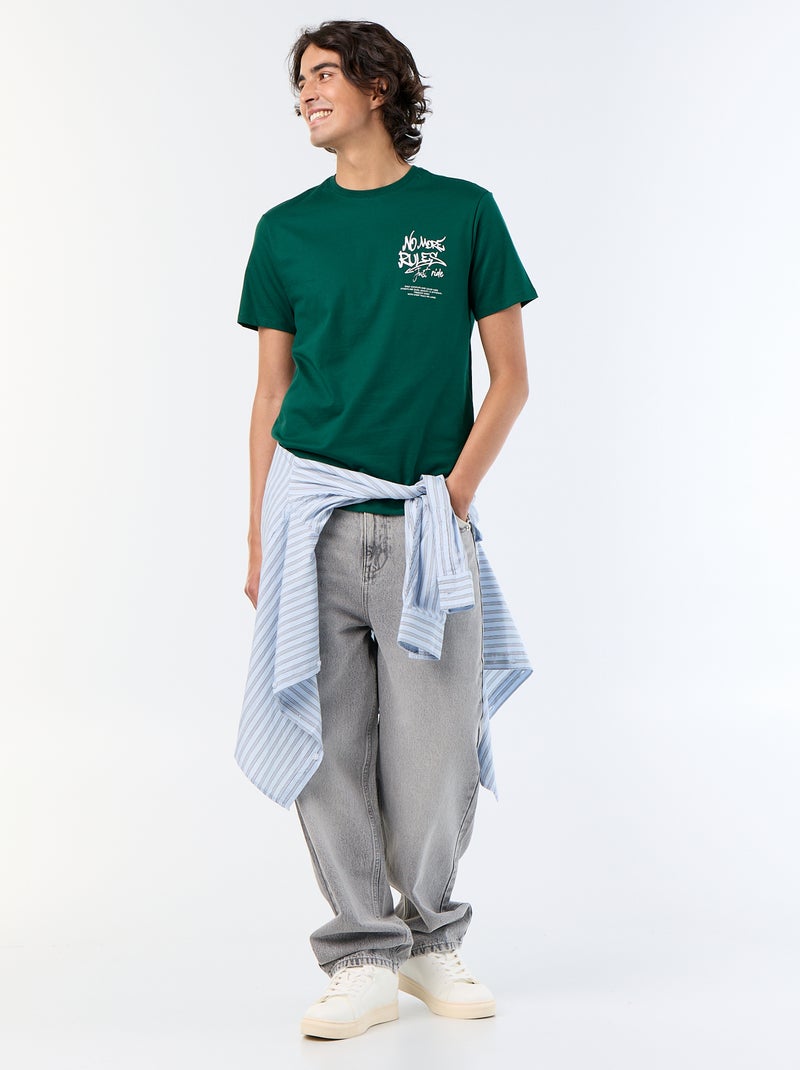 T-shirt met korte mouwen en print Groen - Kiabi