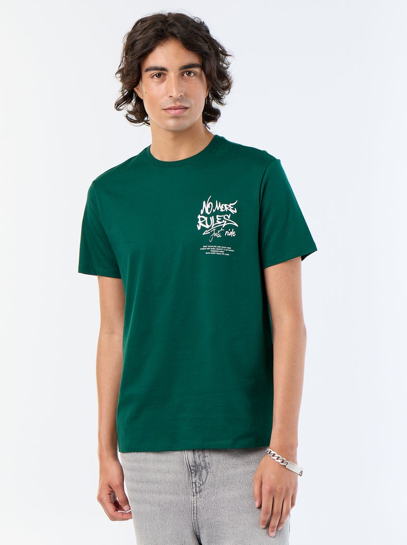 T-shirt met korte mouwen en print Groen - Kiabi