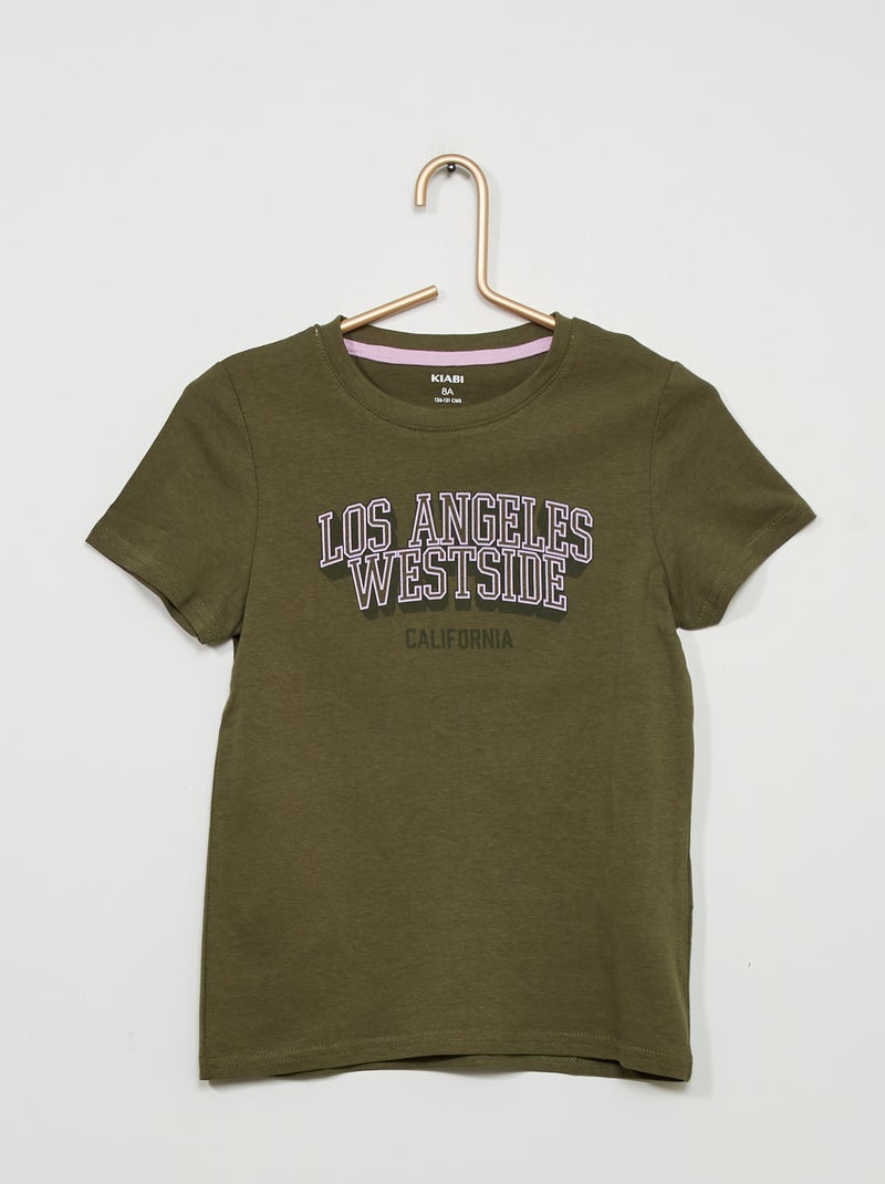 T-shirt met korte mouwen en print KAKI - Kiabi