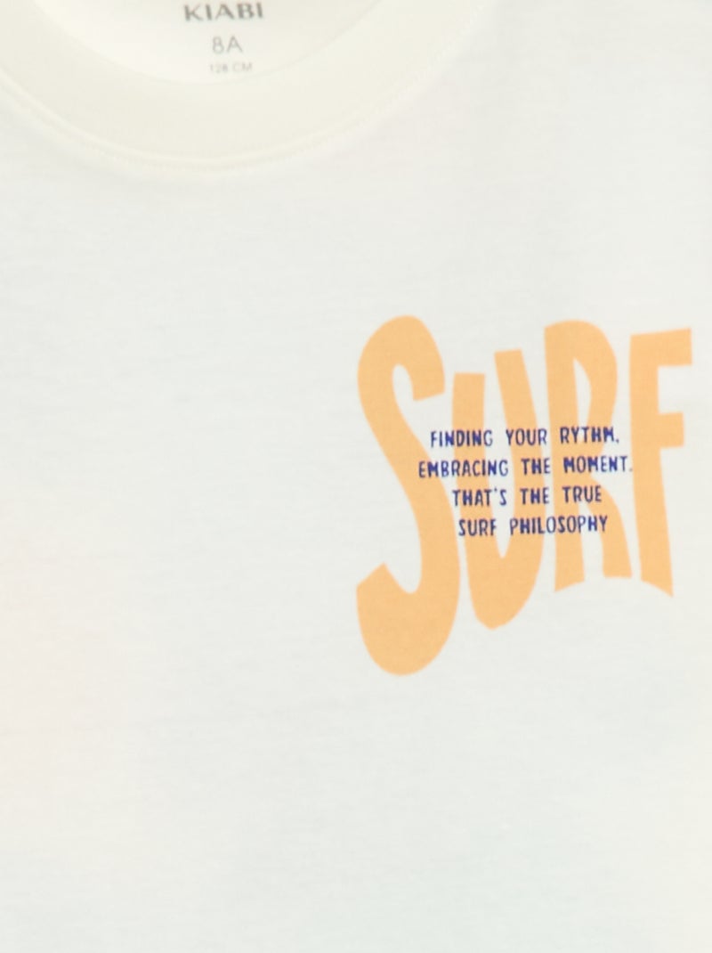 T-shirt met korte mouwen en print op voor- en achterkant Biege - Kiabi