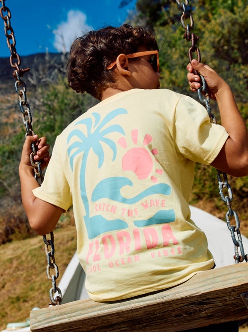 T-shirt met korte mouwen en print op voor- en achterkant - Kiabi