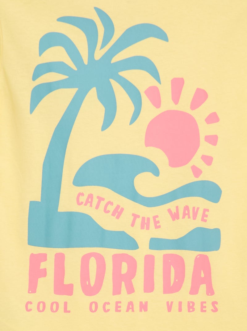 T-shirt met korte mouwen en print op voor- en achterkant Biege - Kiabi