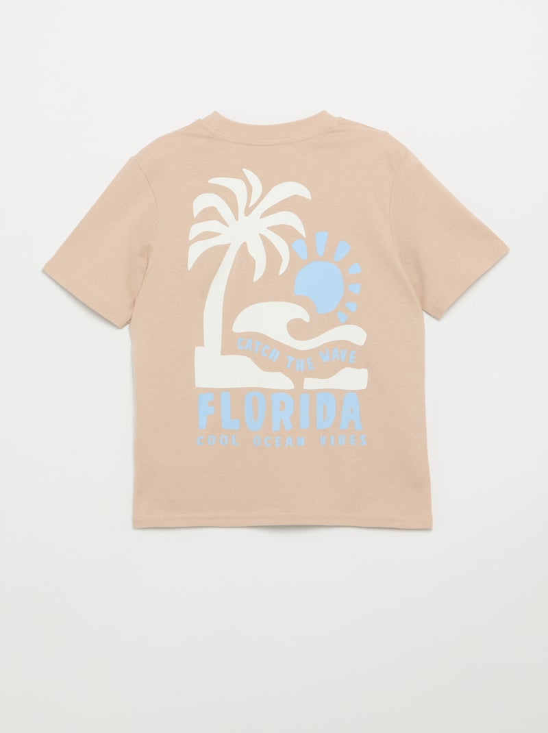 T-shirt met korte mouwen en print op voor- en achterkant Biege - Kiabi