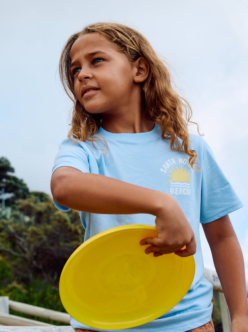 T-shirt met korte mouwen en print op voor- en achterkant Blauw - Kiabi
