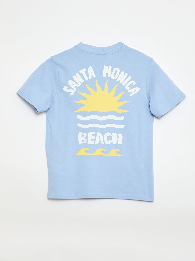 T-shirt met korte mouwen en print op voor- en achterkant Blauw - Kiabi
