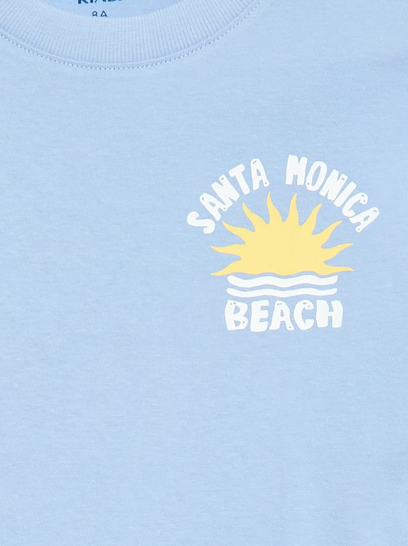 T-shirt met korte mouwen en print op voor- en achterkant Blauw - Kiabi