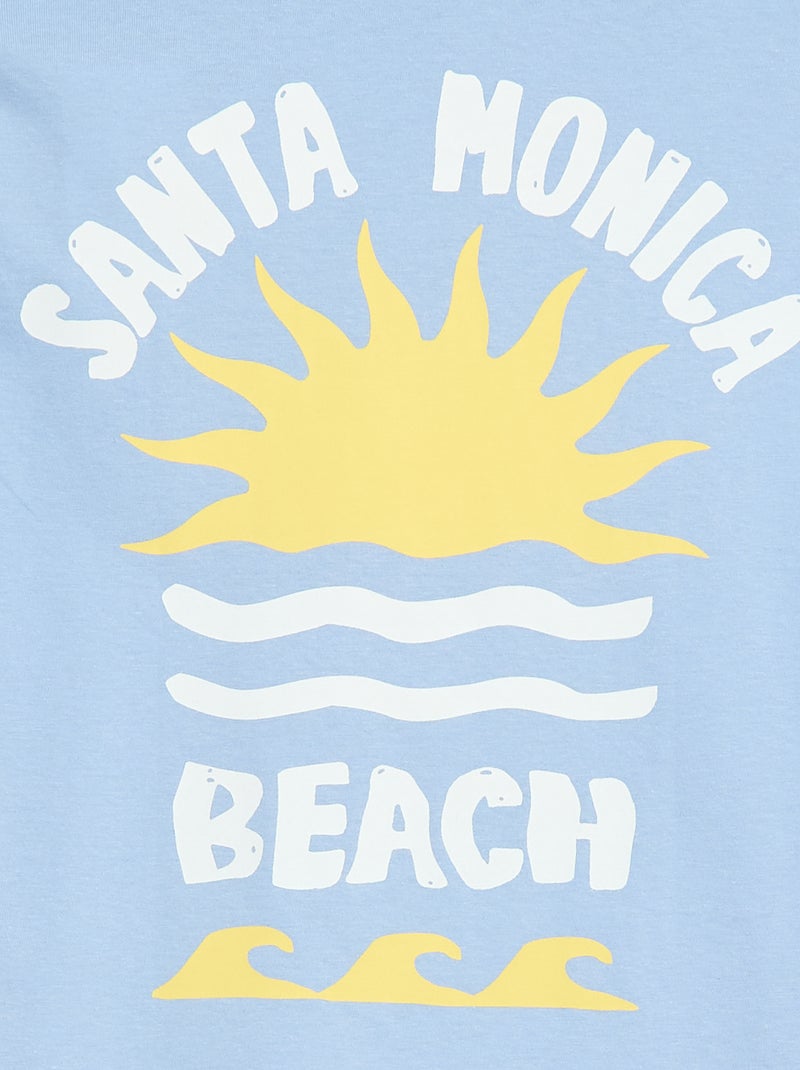 T-shirt met korte mouwen en print op voor- en achterkant Blauw - Kiabi