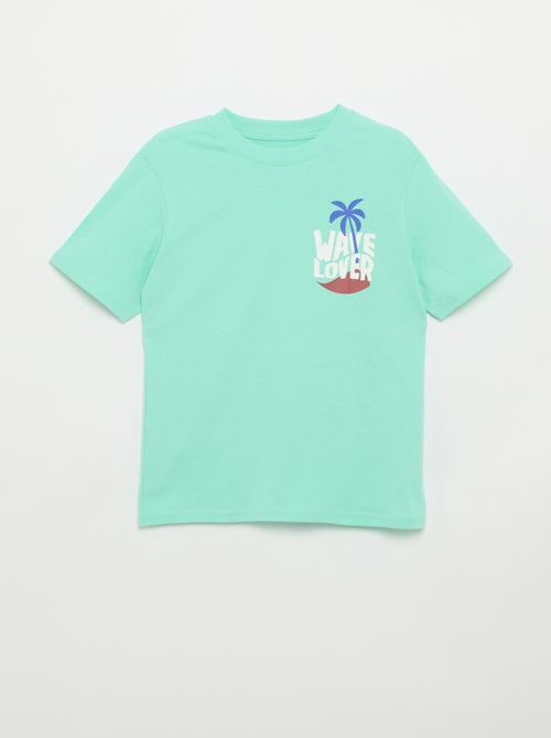 T-shirt met korte mouwen en print op voor- en achterkant - Kiabi